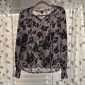 Floral Black and Cream Women's Top